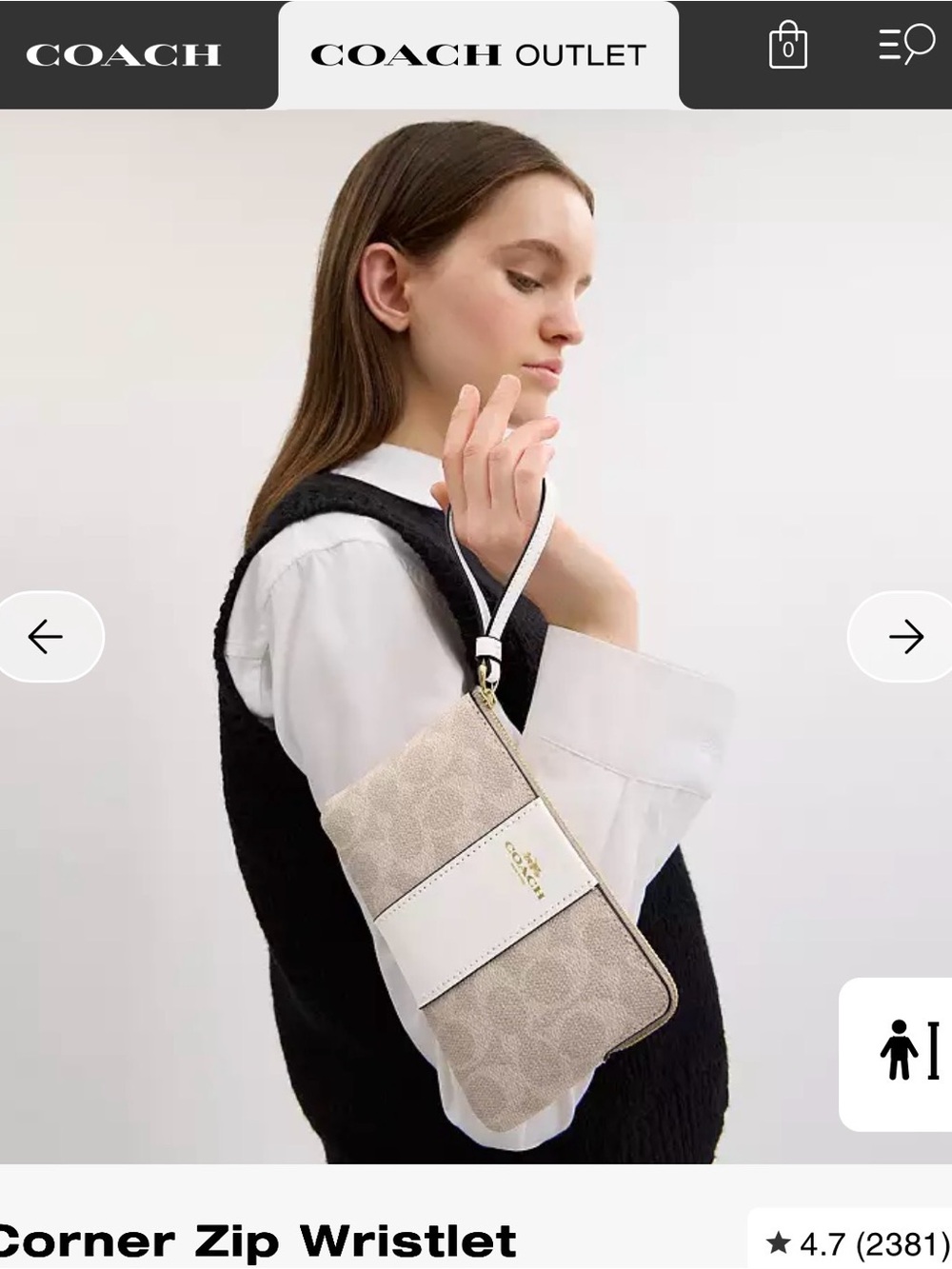 COACH Signature Zip Wallet in Chalk and Beige